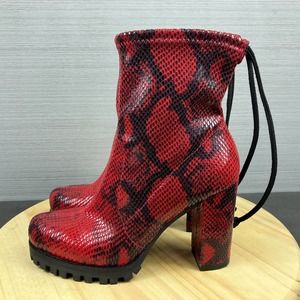 Stuart Weitzman Red Snakeskin Boots Heels Benita Lugg Womens Size 5
